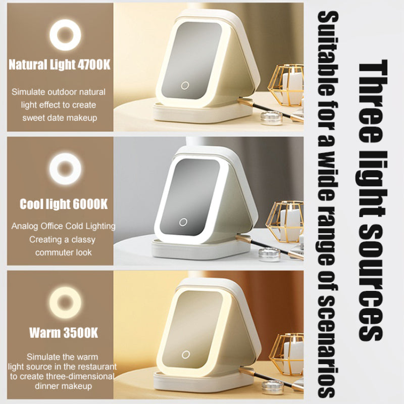 π Portable Cosmetic Organizer with LED Mirror