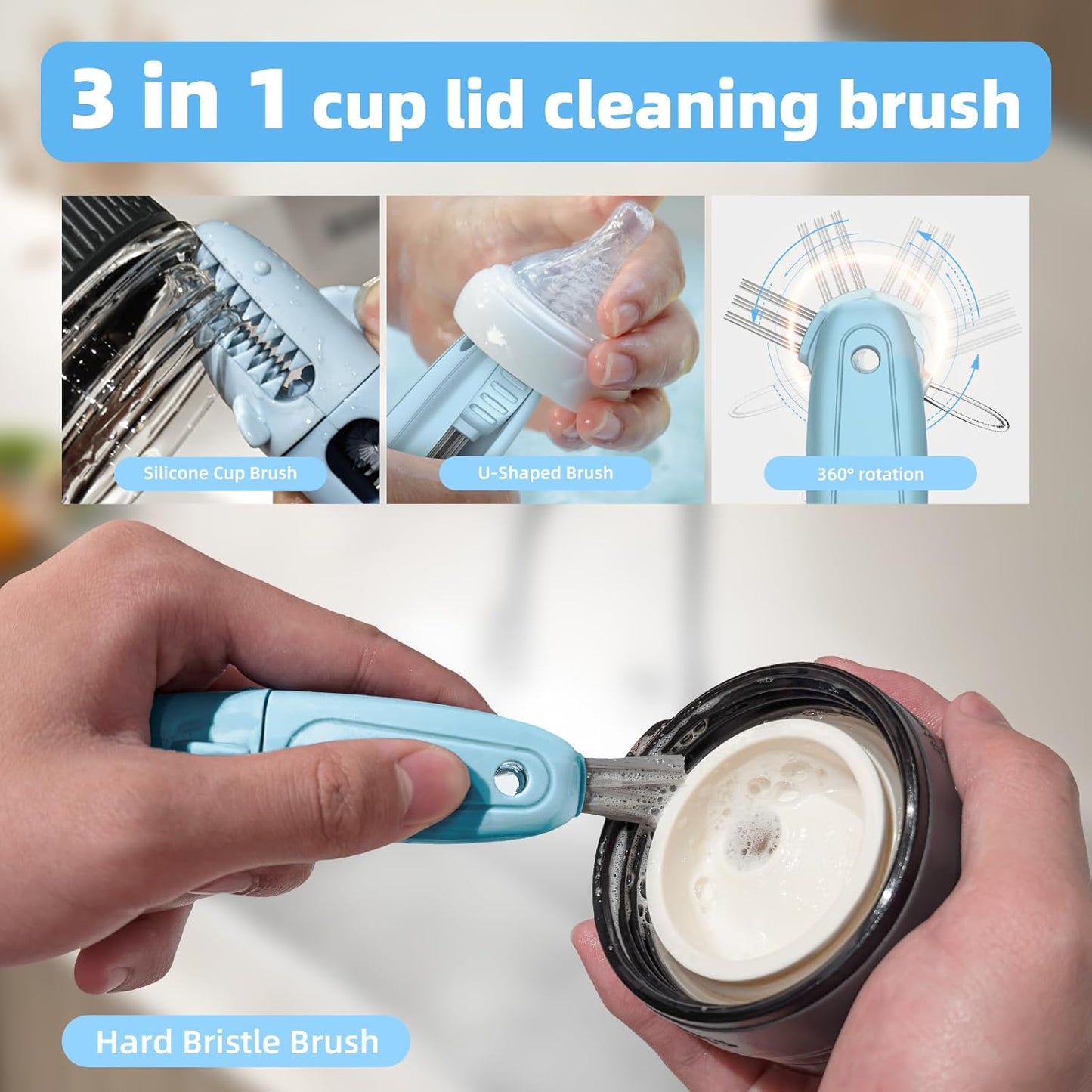 🦈 3-in-1 Cup Lid Gap Cleaning Brush Set