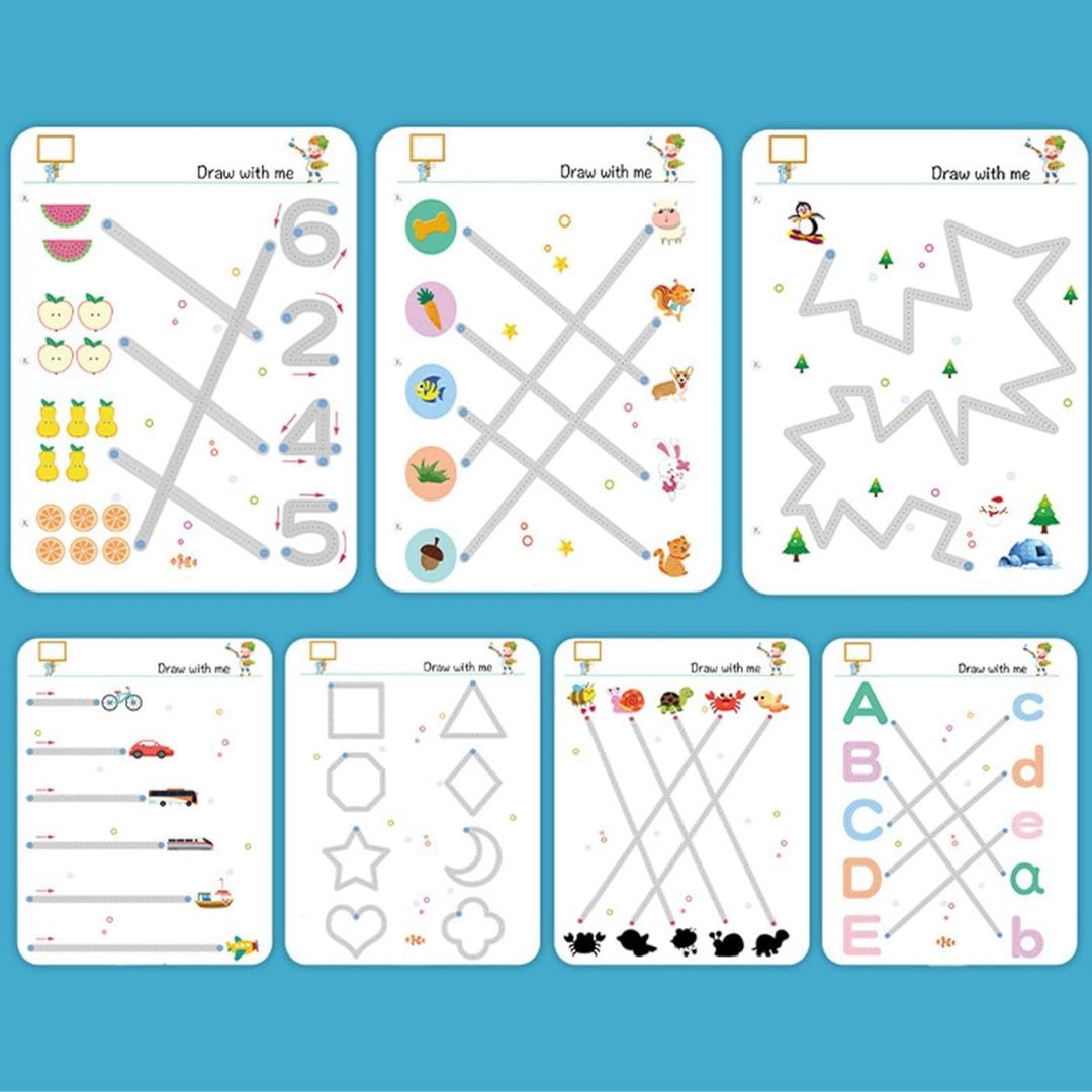 Kids  Educational Book Set - 64 Pages, 8 Pens, Markers