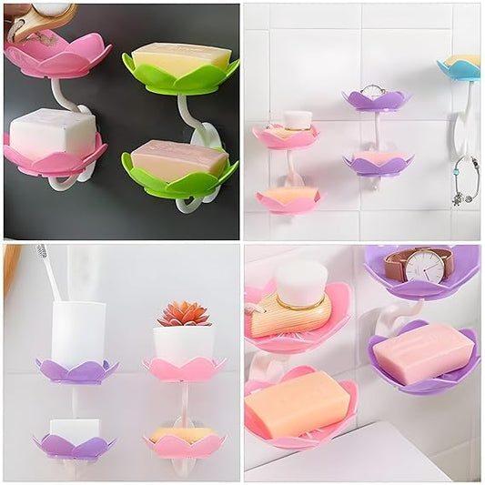 Lotus Sink Soap & Sponge Holder(Pack of 2) – No-Drill Adhesive Rack