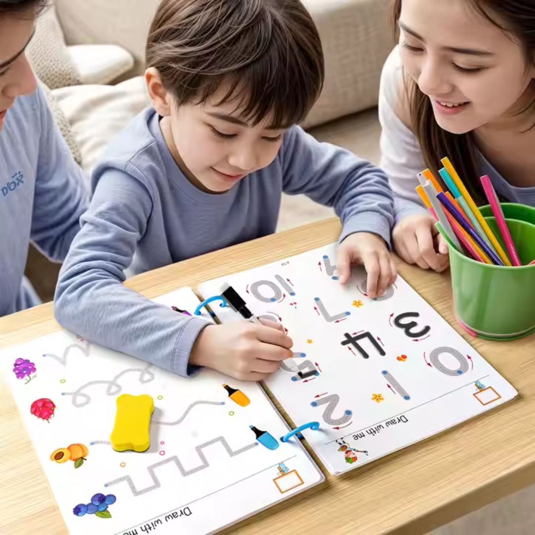 Kids  Educational Book Set - 64 Pages, 8 Pens, Markers