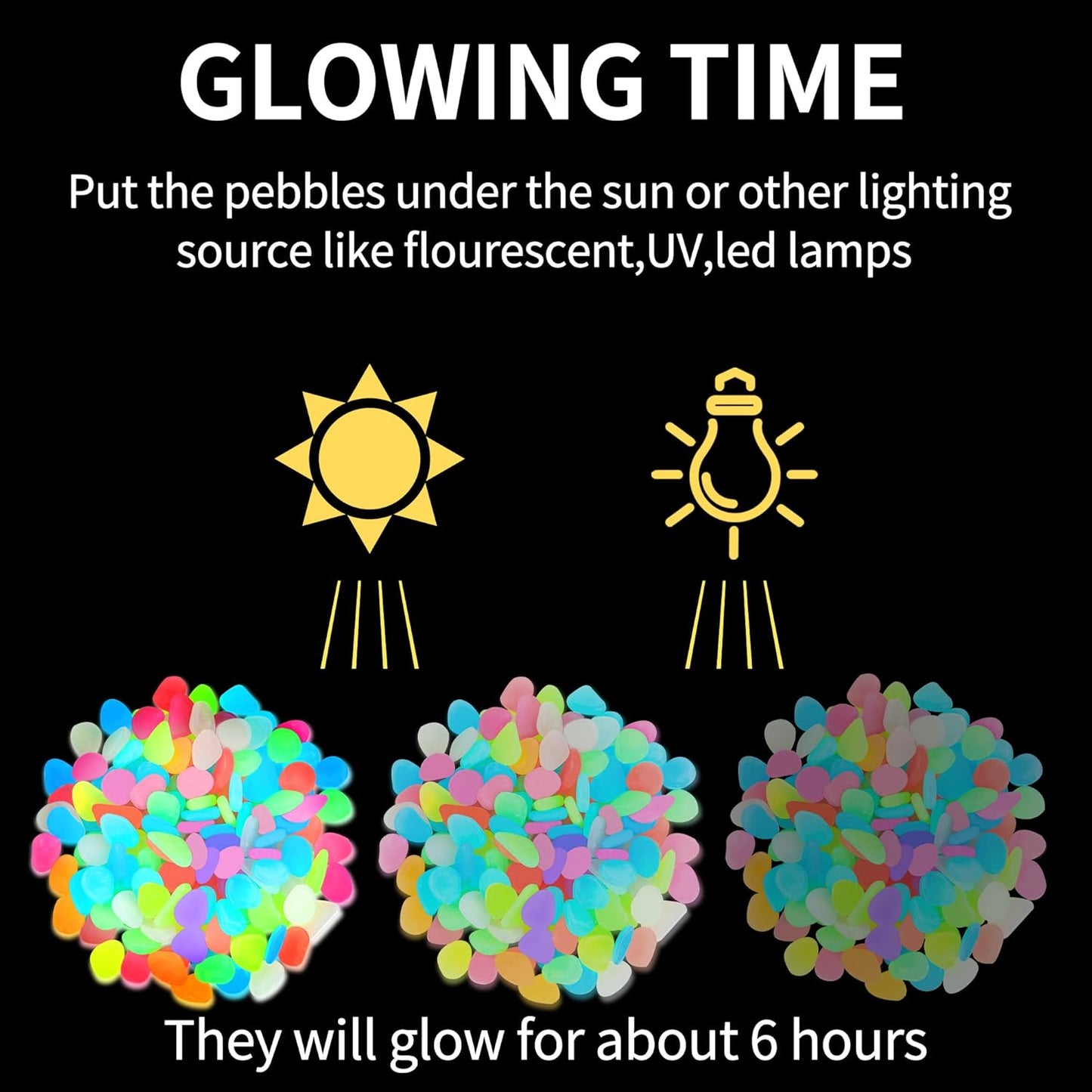 Luminous Stones – Mixed Color Glow Stones (100 pcs)
