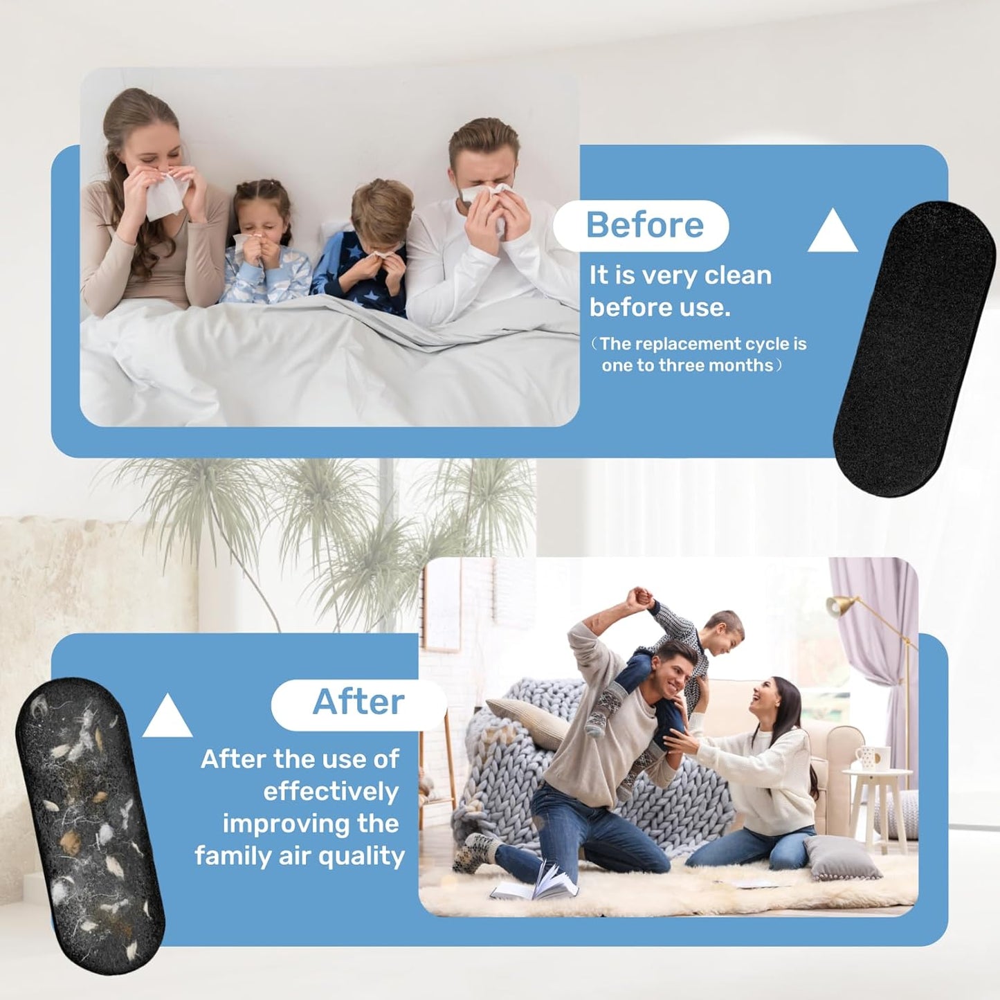 Premium Ceiling Fan Blade Dust Filters – Pack of 12