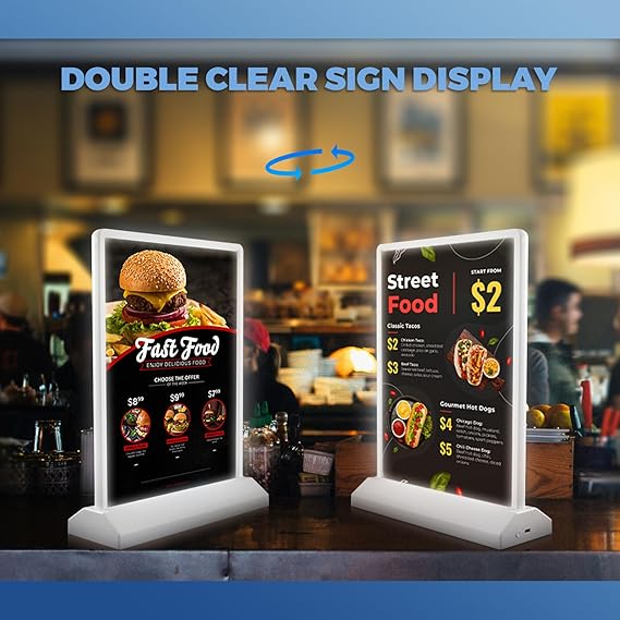 💡 Cordless Backlit Tabletop Sign Holder-Menu Card