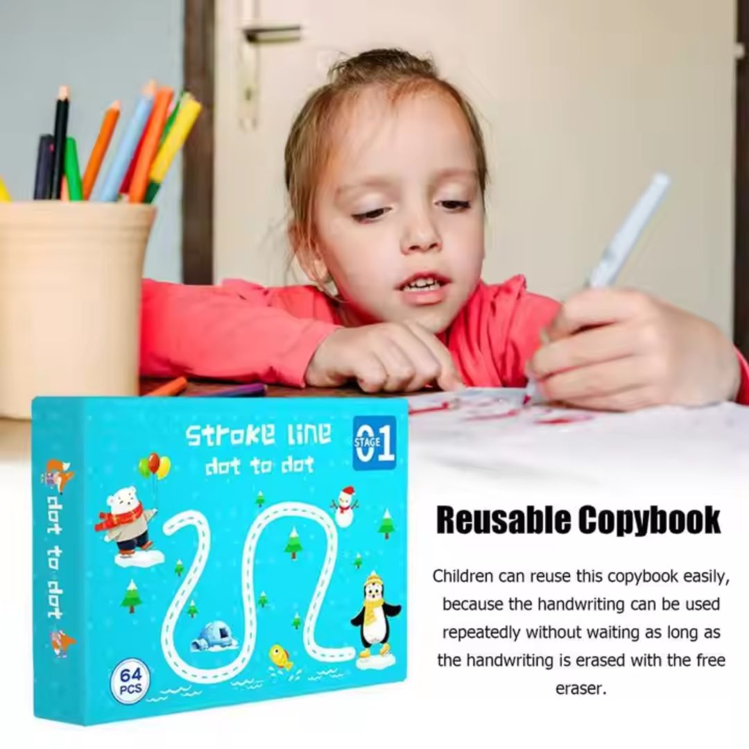 Kids  Educational Book Set - 64 Pages, 8 Pens, Markers