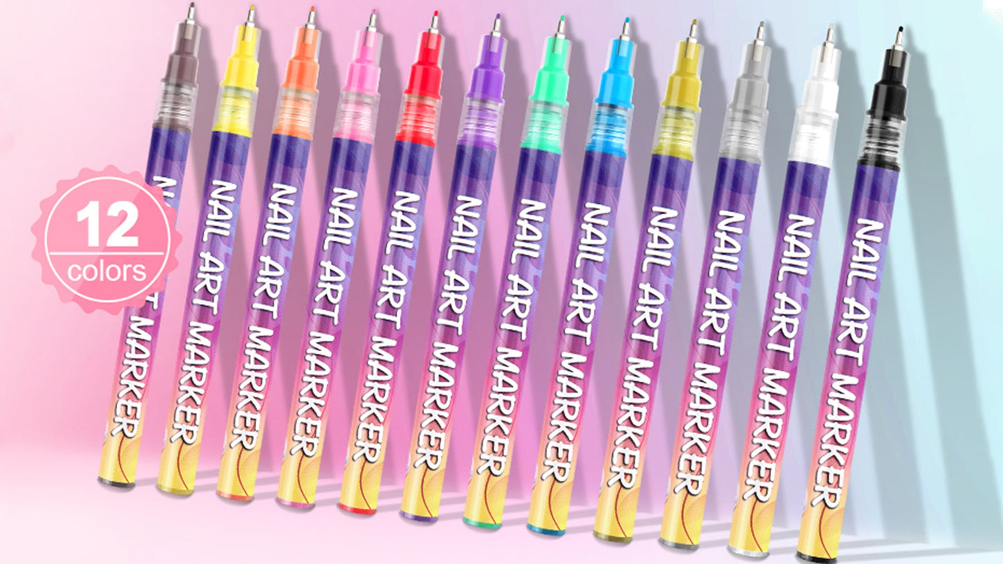 Nail Art Marker Pens | 12 Color Set