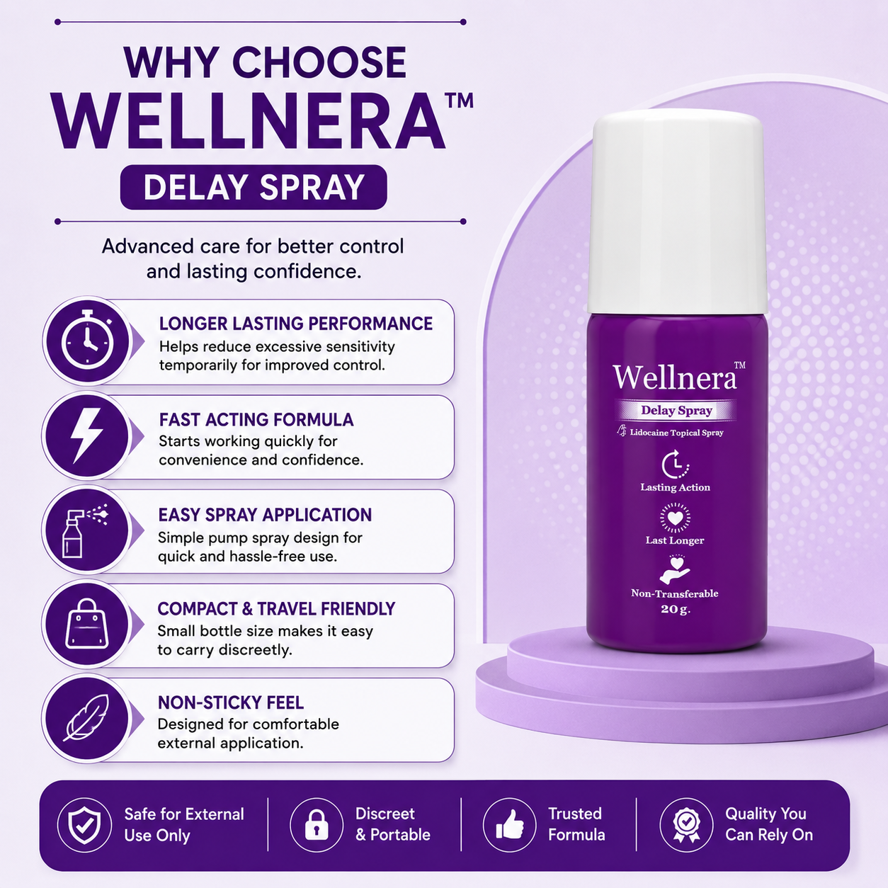 Wellnera Delay Spray for Men | Long Lasting Performance Spray | 20g