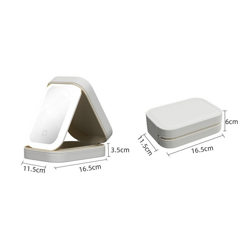 💄 Portable Cosmetic Organizer with LED Mirror