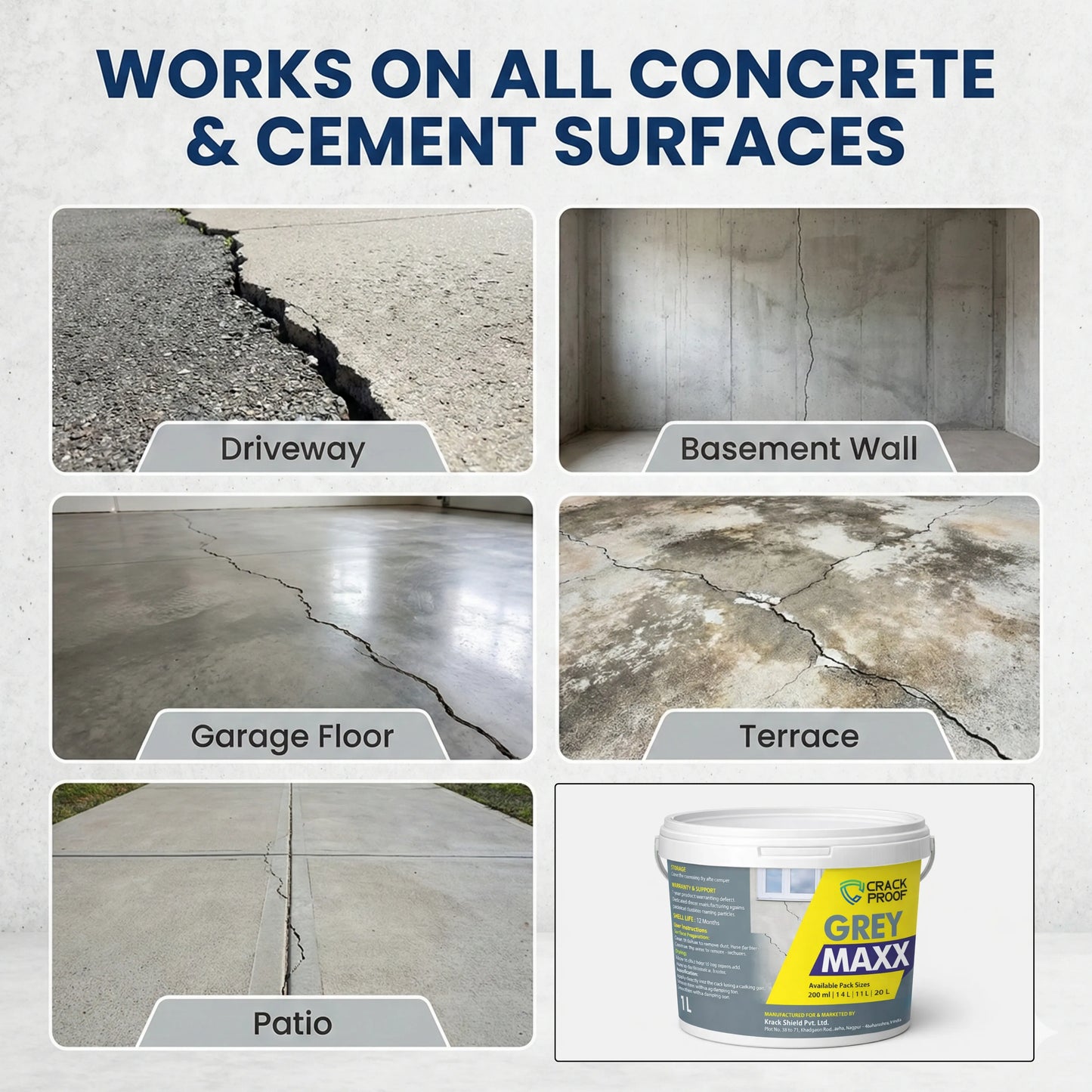 Concrete Crack Repair Adhesive – Heavy Duty Filler for Wall & Floor Cracks