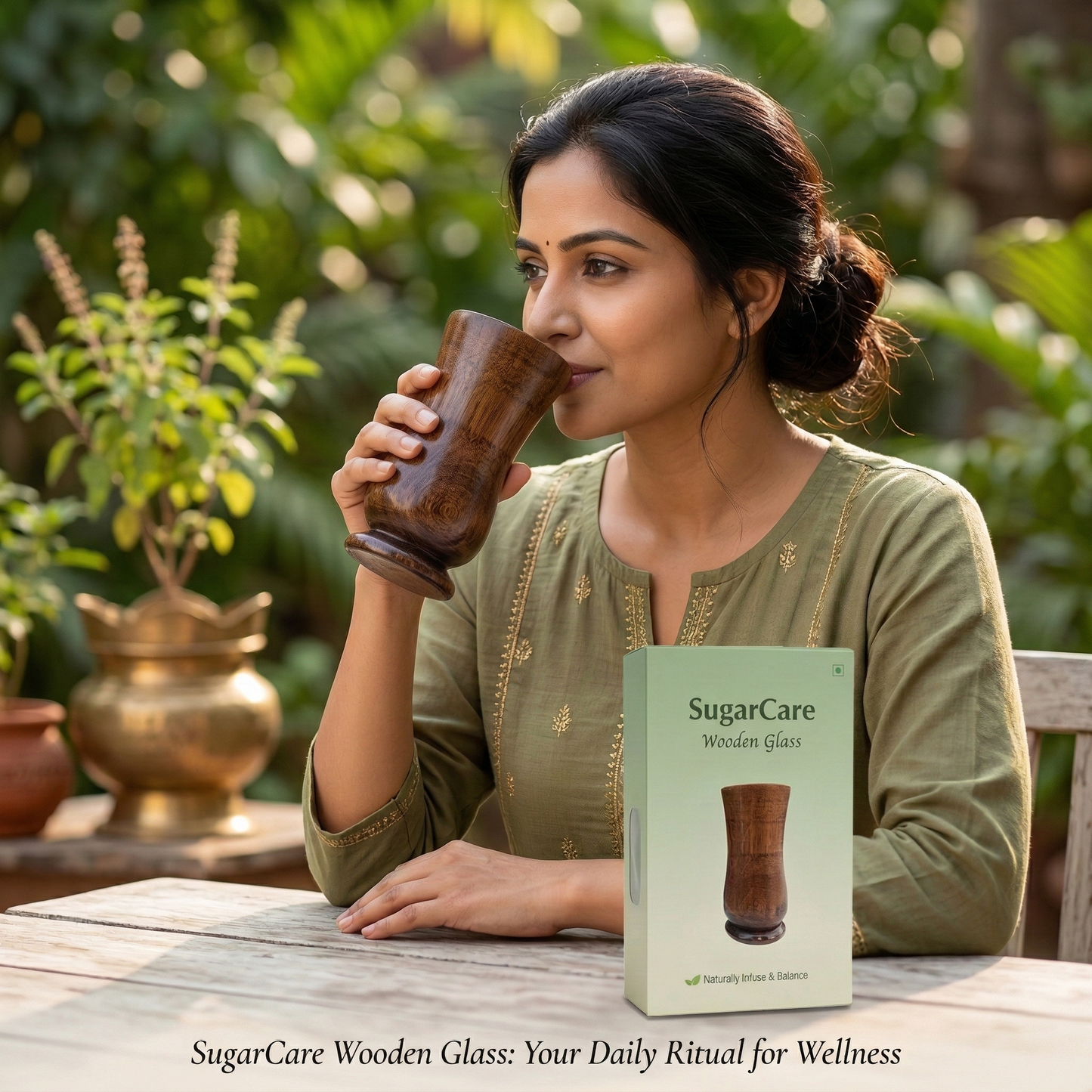 Sugar Balance Wooden Water Glass (Natural Sugar Solution)