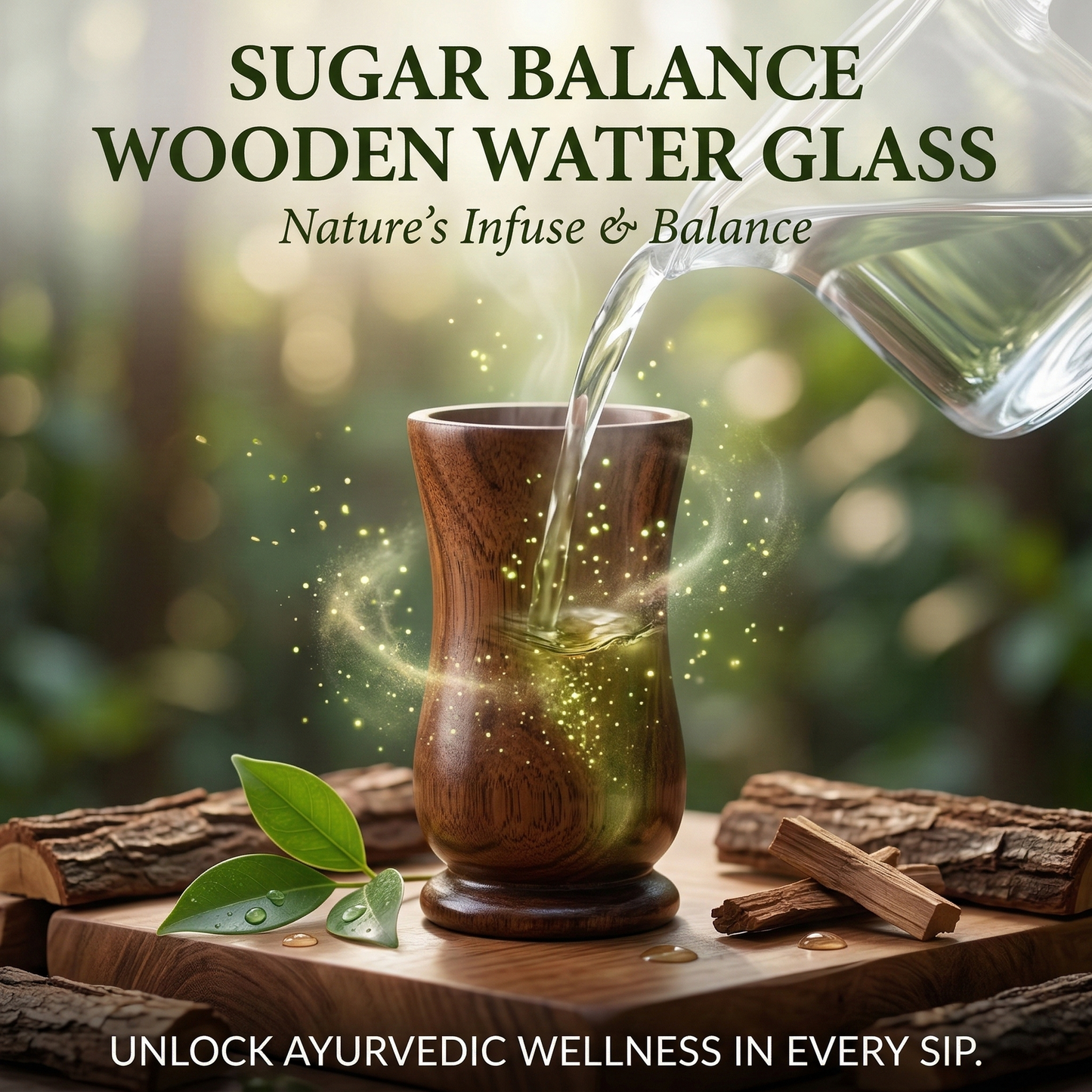 Sugar Balance Wooden Water Glass (Natural Sugar Solution)