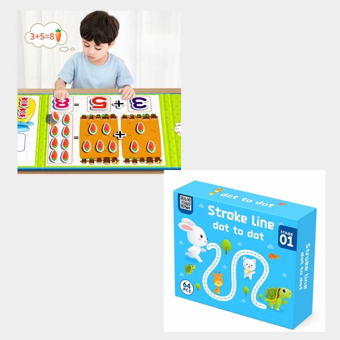 Kids  Educational Book Set - 64 Pages, 8 Pens, Markers